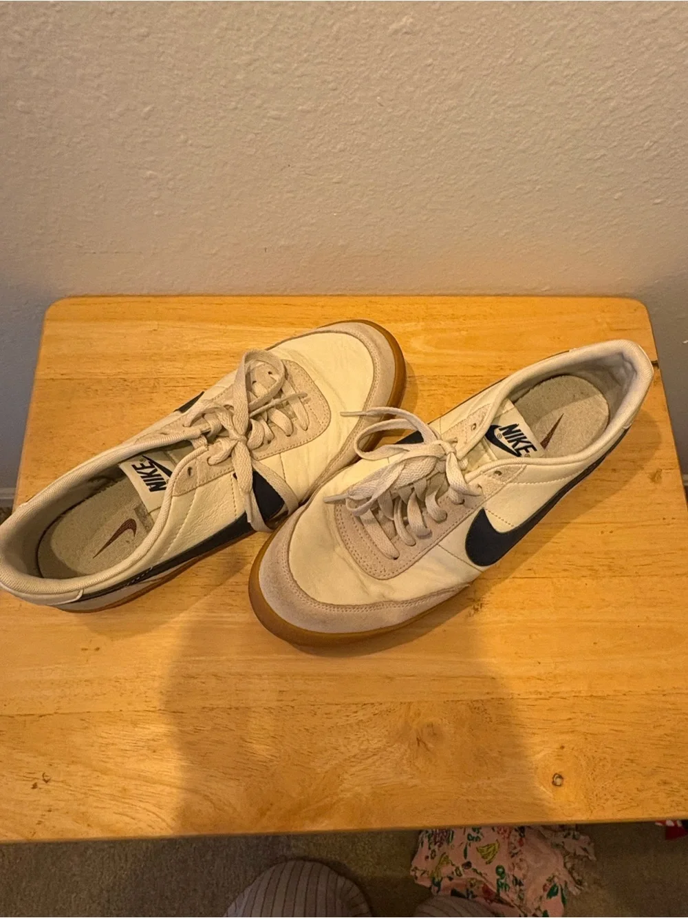 Nike Men’s Sneakers - Cream with Black Swoosh
